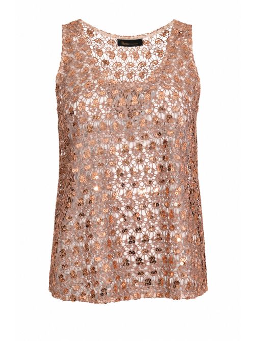 Top in pizzo con paillettes HANITA | H.M3218.4648289.MOCHA MOUSSE